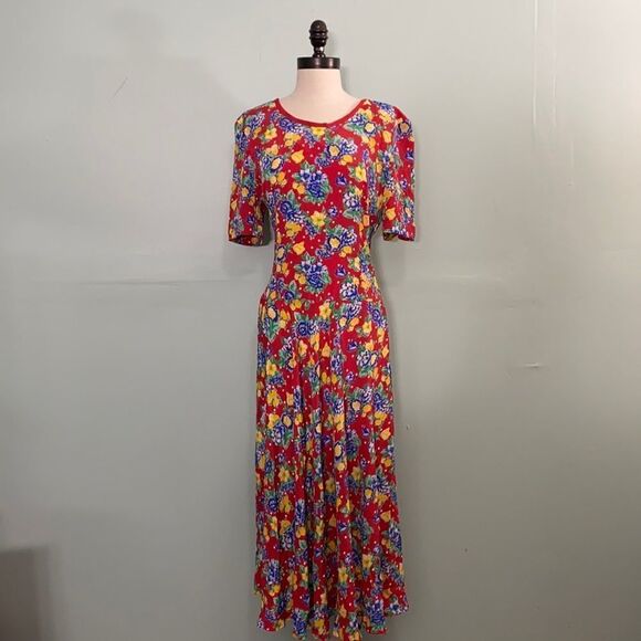 Vintage Floral Open Back Midi Dress - Picture 2 of 9